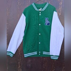 Men's Green and White Varsity Jacket